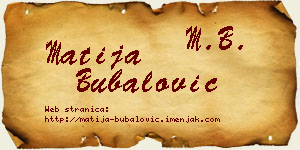 Matija Bubalović vizit kartica